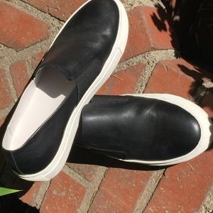 Billi Bi Slip-on Shoes Black Leather White Walls